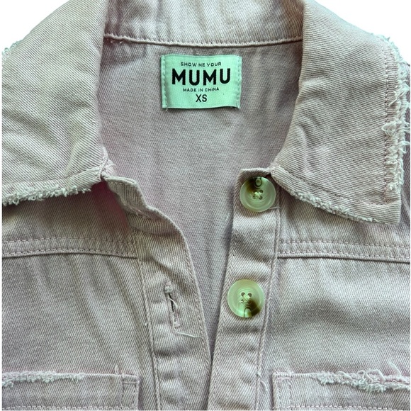 Show Me Your Mumu Cannon Romper in Pink Denim Shorts Chic Size XS - Picture 3 of 8